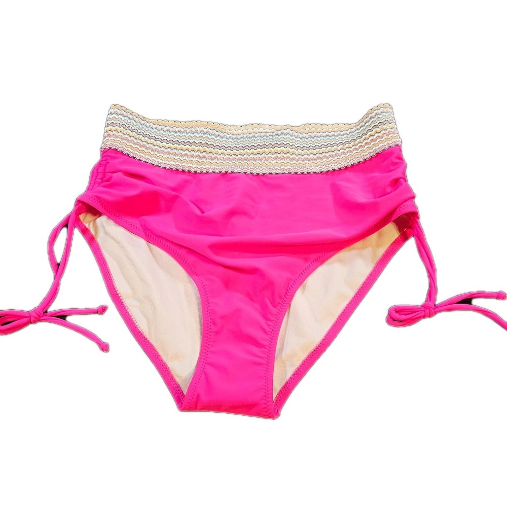 BLOOMING JELLY SWIMSUIT SZ L WOMEN TUMMY CONTROL HIGH-WAISTED RUCHED SIDE BOTTOM